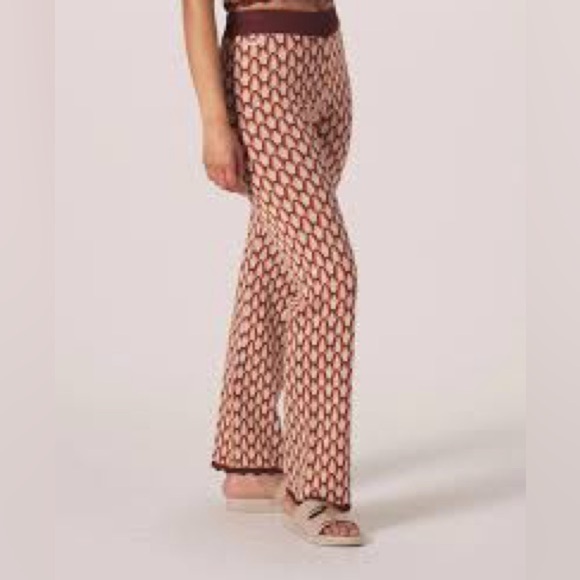 The Normal Brand Marilyn Knit Straight Leg Pant Brown Cream size Large - Picture 1 of 15